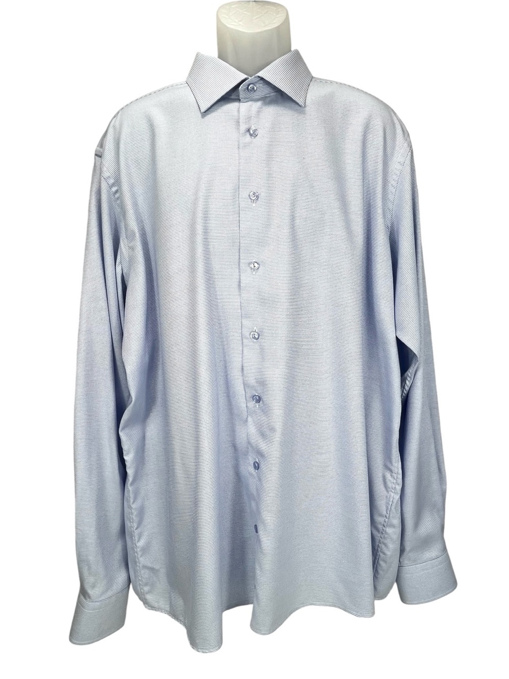 Eton Men’s 18.5 47 Light Blue Micro Check Contemporary Dress Shirt - Picture 2 of 6